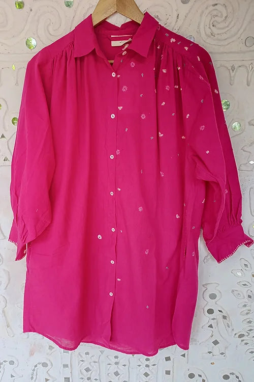 Okhai “Audrey” Hand-embroidered Pure Cotton Pink Dress | Rescue