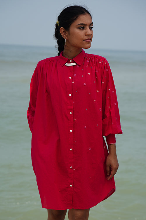 Okhai “Audrey” Hand-embroidered Pure Cotton Pink Dress | Rescue