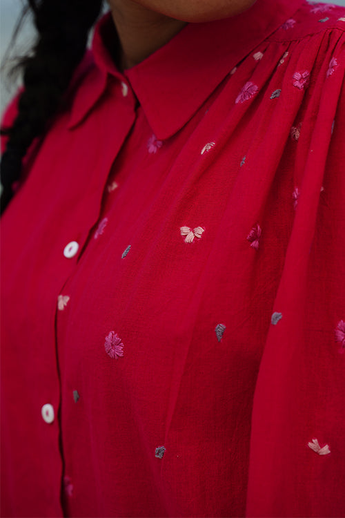 Okhai “Audrey” Hand-embroidered Pure Cotton Pink Dress | Rescue