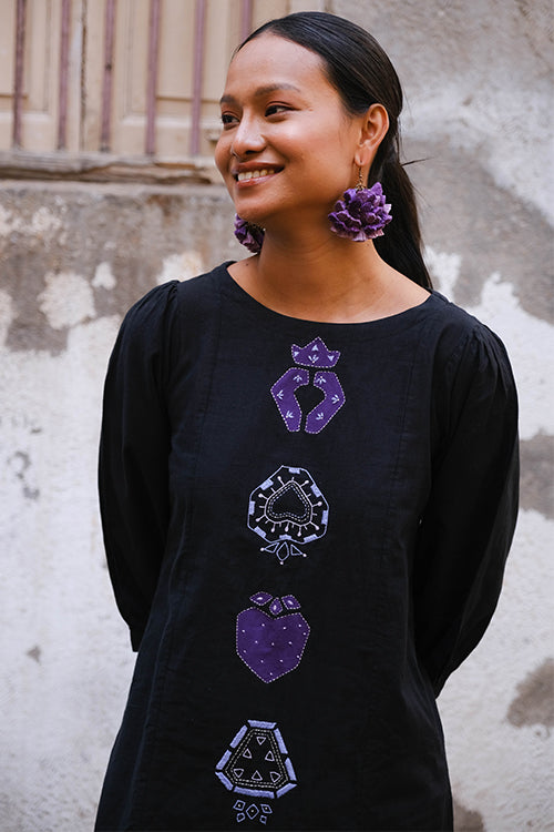 Okhai "Pomeline" Hand Embroidery and Applique Work Pure Cotton Dress