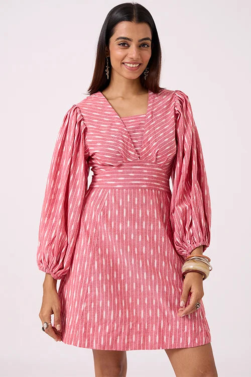 Okhai "Pink Dust" Pure Cotton Ikat Dress