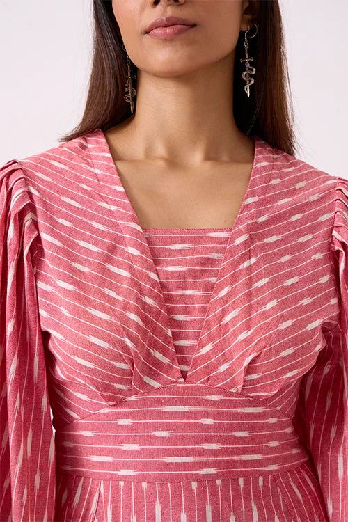 Okhai "Pink Dust" Pure Cotton Ikat Dress