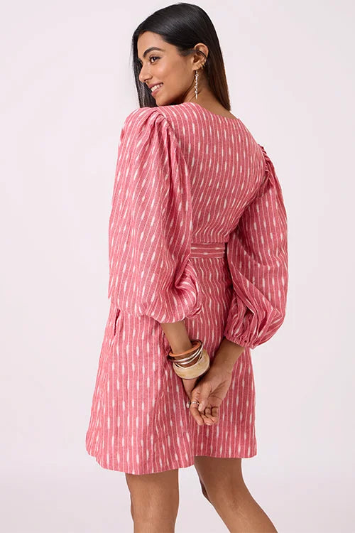Okhai "Pink Dust" Pure Cotton Ikat Dress