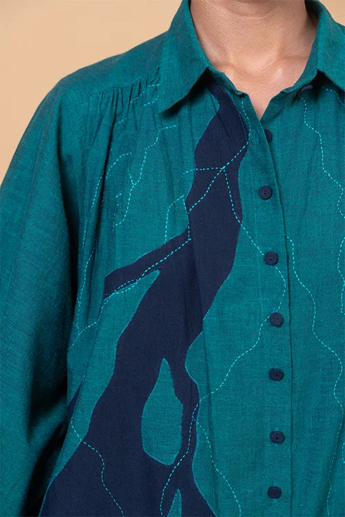 Okhai "Ganges" Hand Applique and Embroidery work Pure Cotton Free Size Dress