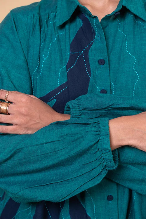 Okhai "Ganges" Hand Applique and Embroidery work Pure Cotton Free Size Dress