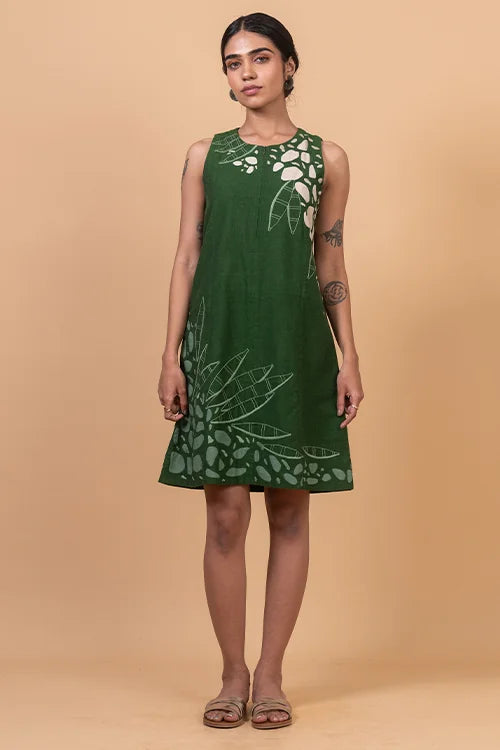 Okhai "River" Hand Applique and Embroidery work Pure Cotton Dress