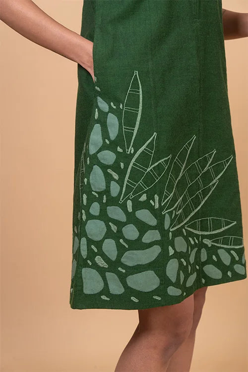 Okhai "River" Hand Applique and Embroidery work Pure Cotton Dress