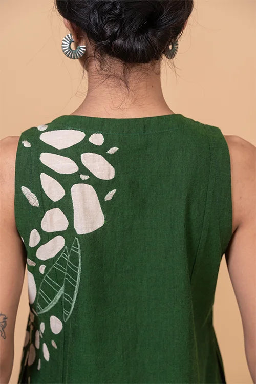 Okhai "River" Hand Applique and Embroidery work Pure Cotton Dress