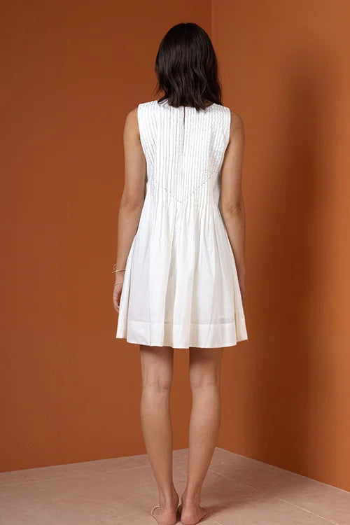 Okhai "First Frost" Hand Embroidery work Pure Cotton Sleeveless Dress