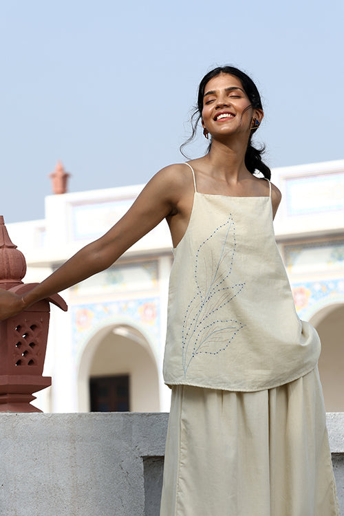 Okhai "Ridaa" Hand-Embroidery and Beadwork Pure Cotton Top and Pants