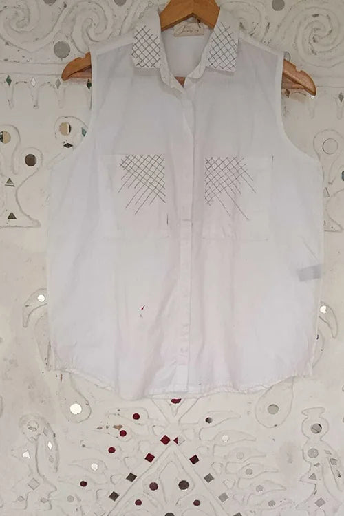 Okhai 'Morning Snow' Hand Embroidery Work Shirt| Rescue