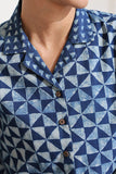 Blue Symmetry Cotton Indigo Hand Block Printed Top For Women Online