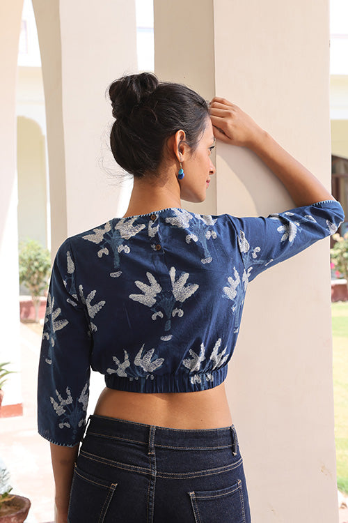 Okhai 'Leafic' Pure Cotton Hand Embroidered Hand Block Printed Top