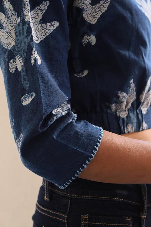 Okhai 'Leafic' Pure Cotton Hand Embroidered Hand Block Printed Top