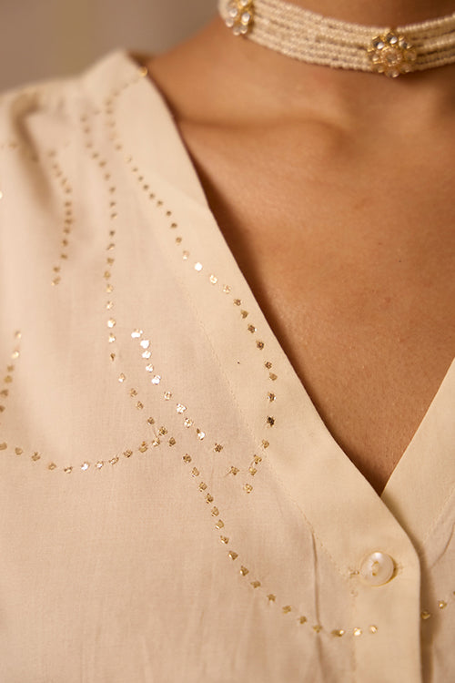 Okhai "Lustre" Mukaish Work V-neck Top