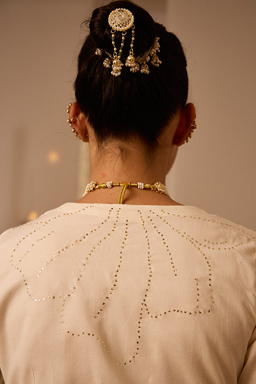 Okhai "Lustre" Mukaish Work V-neck Top