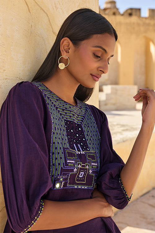 Cascades Mirrorwork Pure Cotton Hand Embroidered Top For Women Online