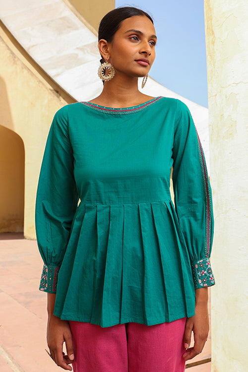 Gumbad Mirrorwork Pure Cotton Hand Embroidered Top For Women Online