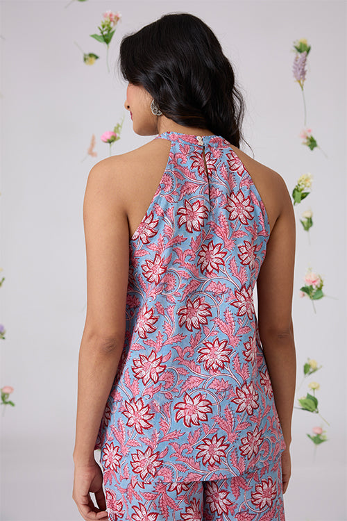 Okhai "Marabella" Handblock Printed Pure Cotton Halter Top