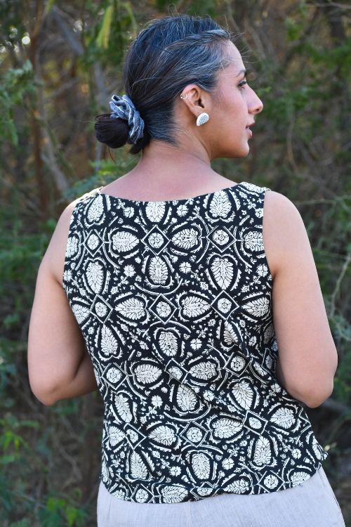 Okhai "Calypso" Handblock Printed Pure Cotton Sleeveless Top
