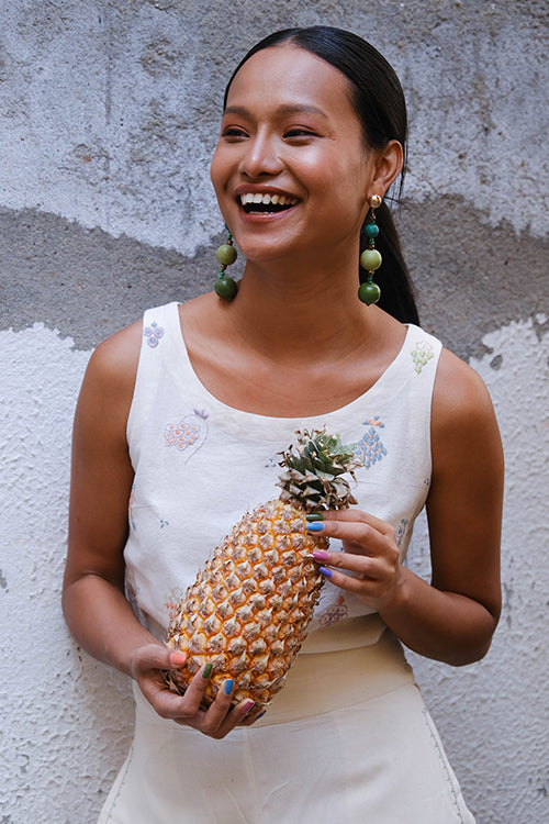 Okhai "Peach Fizz" Suf Embroidered Pure Cotton Top