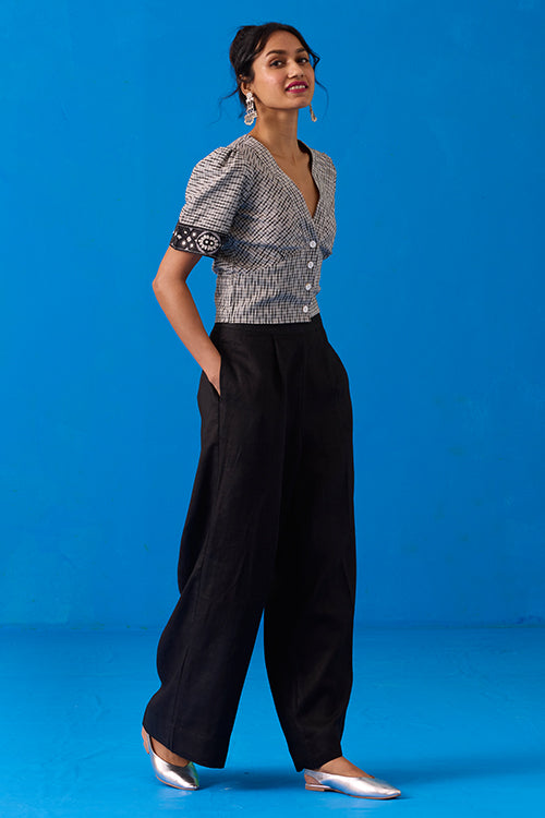 Okhai "Pasapali" Hand-Embroidery and Mirror Work Ikkat Pure Cotton Top