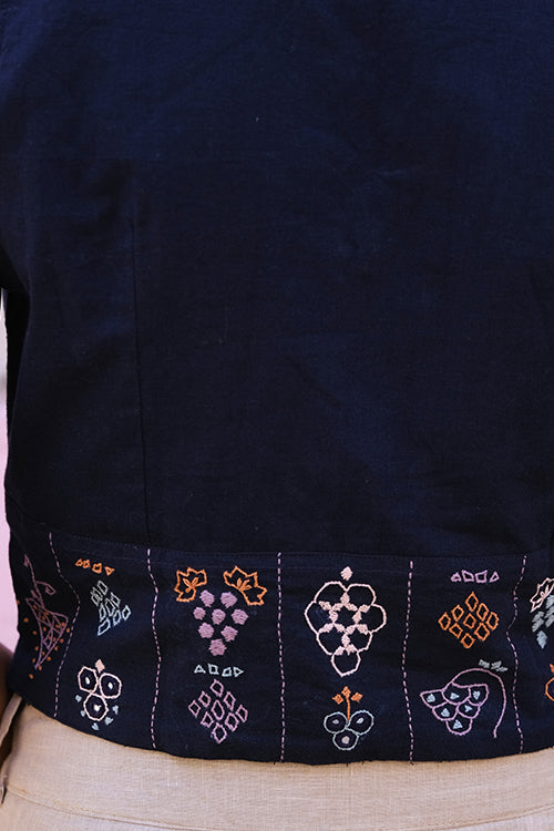 Okhai "Grape splash" Rabari Embroidery And Mirror Work Pure Cotton Top