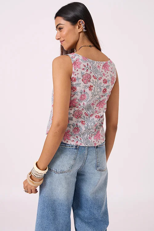 Okhai "Magnolia" Hand Block Printed Pure Cotton Top