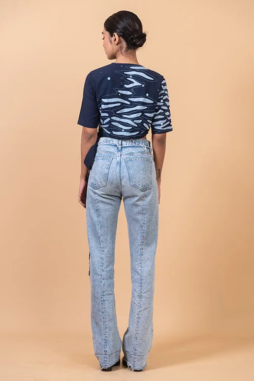 Okhai "Havelock" Hand Applique and Embroidered Mirror work Pure Cotton Wrap Top