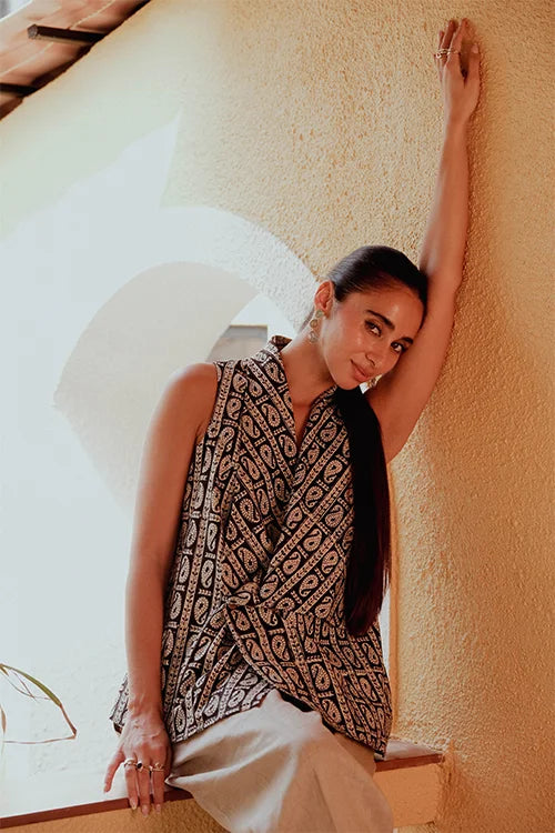 Okhai "Syahi" Handblock Printed Pure Cotton Top