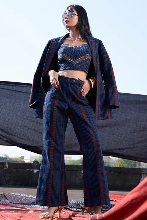 Okhai "Blue Hour" Cotton Twill Ajrakh Sleeveless Top