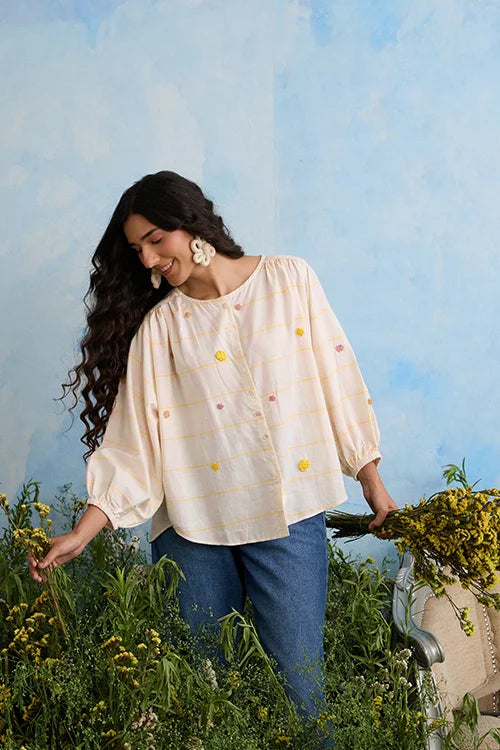 Okhai "Candytuft" Cotton Handloom Antifit Top