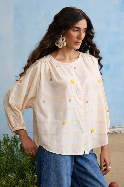 Okhai "Candytuft" Cotton Handloom Antifit Top