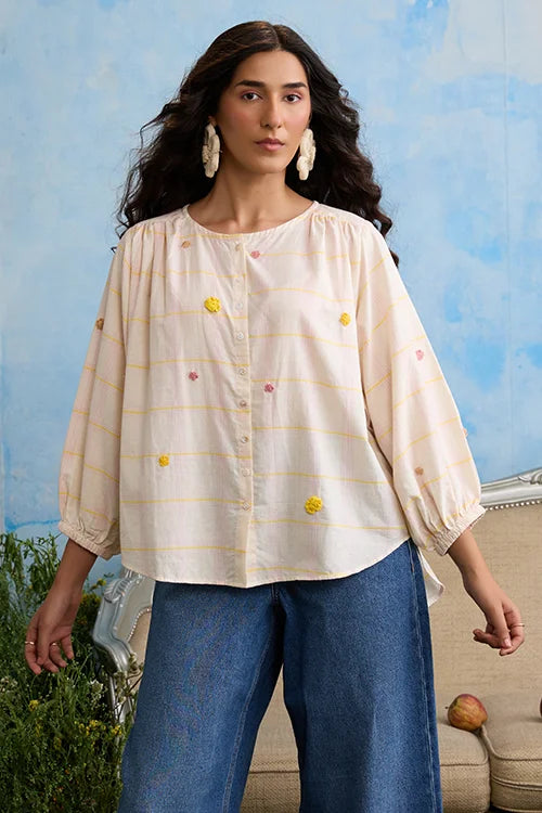 Okhai "Candytuft" Cotton Handloom Antifit Top