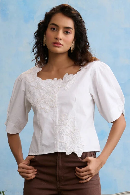 Okhai "Everlasting" Hand Applique and Embroidery Cotton Top