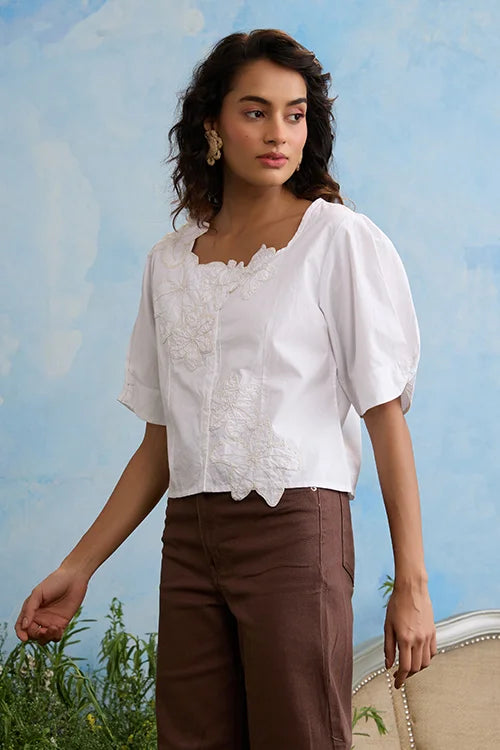 Okhai "Everlasting" Hand Applique and Embroidery Cotton Top
