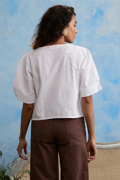 Okhai "Everlasting" Hand Applique and Embroidery Cotton Top