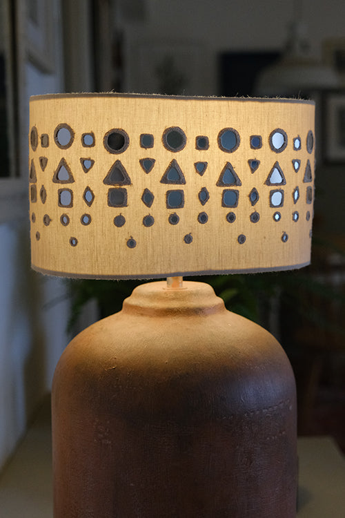 Okhai "Great Rann" Hand-Embroidered Mirrorwork Pure Cotton Beige Lampshade