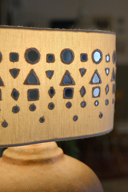 Okhai "Great Rann" Hand-Embroidered Mirrorwork Pure Cotton Beige Lampshade