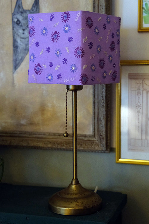 Okhai "Lilac Waltz" Hand-Embroidery and Mirrorwork Pure Cotton Beige Lampshade