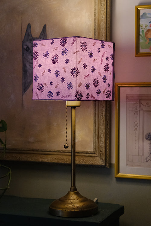 Okhai "Lilac Waltz" Hand-Embroidery and Mirrorwork Pure Cotton Beige Lampshade