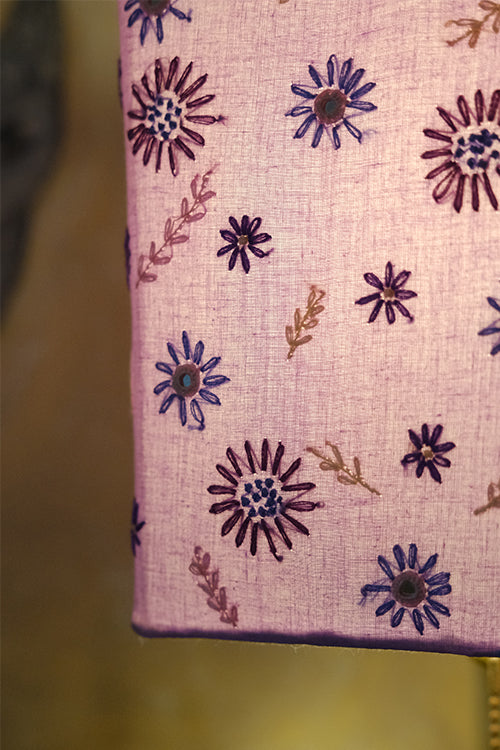Okhai "Lilac Waltz" Hand-Embroidery and Mirrorwork Pure Cotton Beige Lampshade