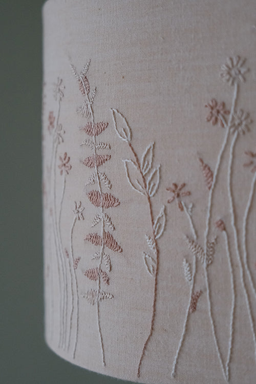 Okhai "Sierra" Hand-Embroidered Pure Cotton Beige Lampshade