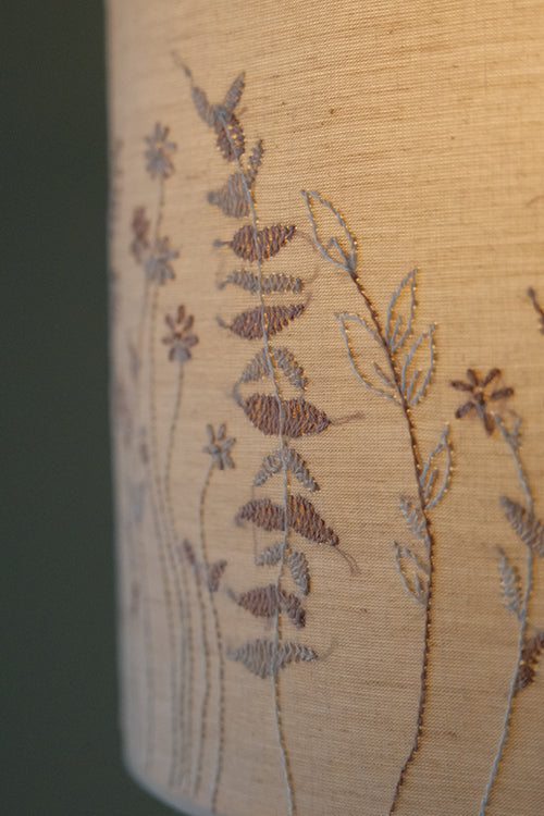 Okhai "Sierra" Hand-Embroidered Pure Cotton Beige Lampshade