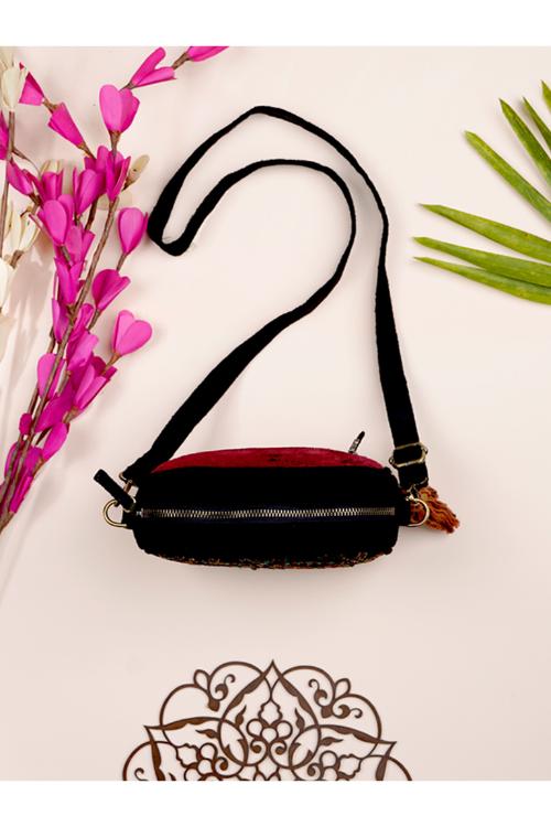 Craftroots Ajrakh With Zardosi Flap Sling Bag