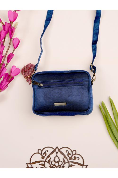 Craftroots Blue Blooming Flower Sling Bag