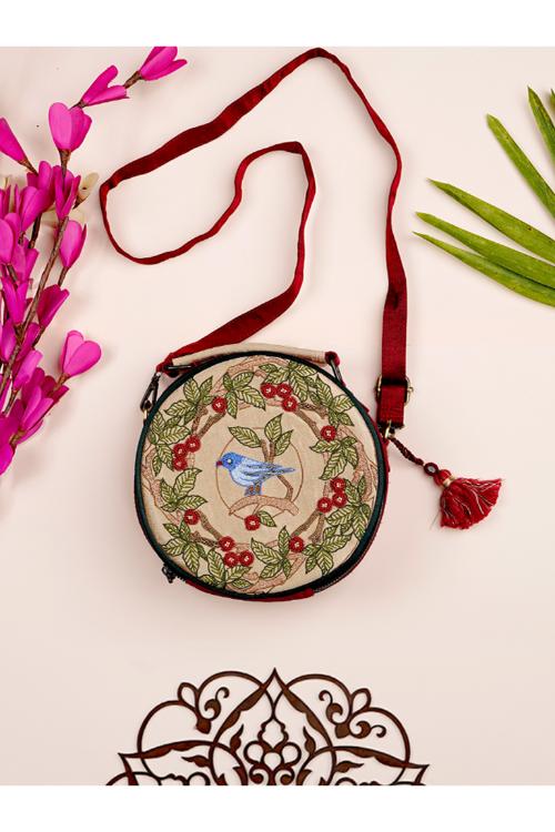 Craftroots Bird And Fruits Circular Sling Bag
