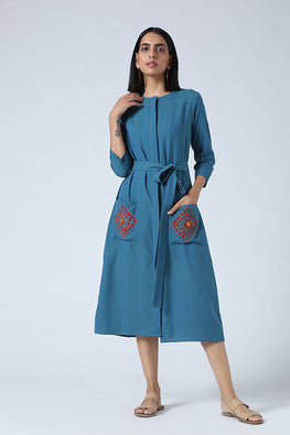 Okhai 'Poppy' Hand Embroidered Cotton Handloom Dress | Relove