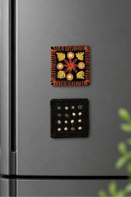 Okhai "Midnight" Hand Embroidered Fridge Magnet (Set of 2)