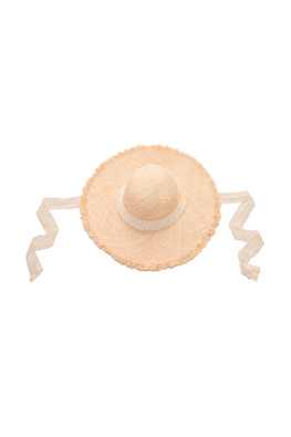Myaraa White Circular Fringe Hat